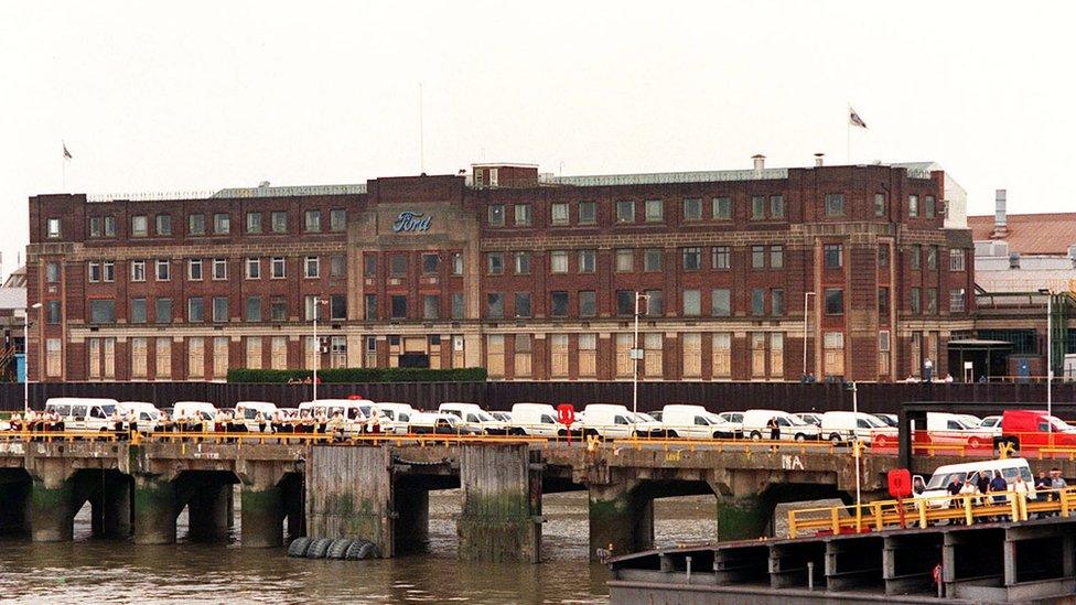 The Ford motor company's original Dagenham car plant in east London, pictured in 2000