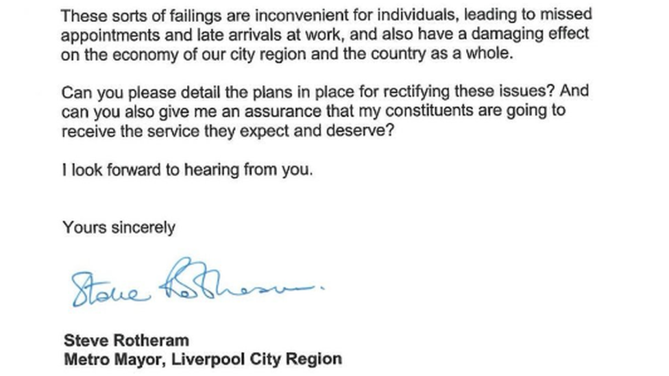 Letter to Northern rail