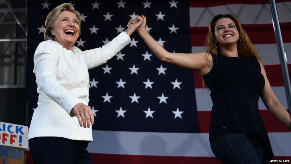 Clinton and Miss Universe Alicia Machado