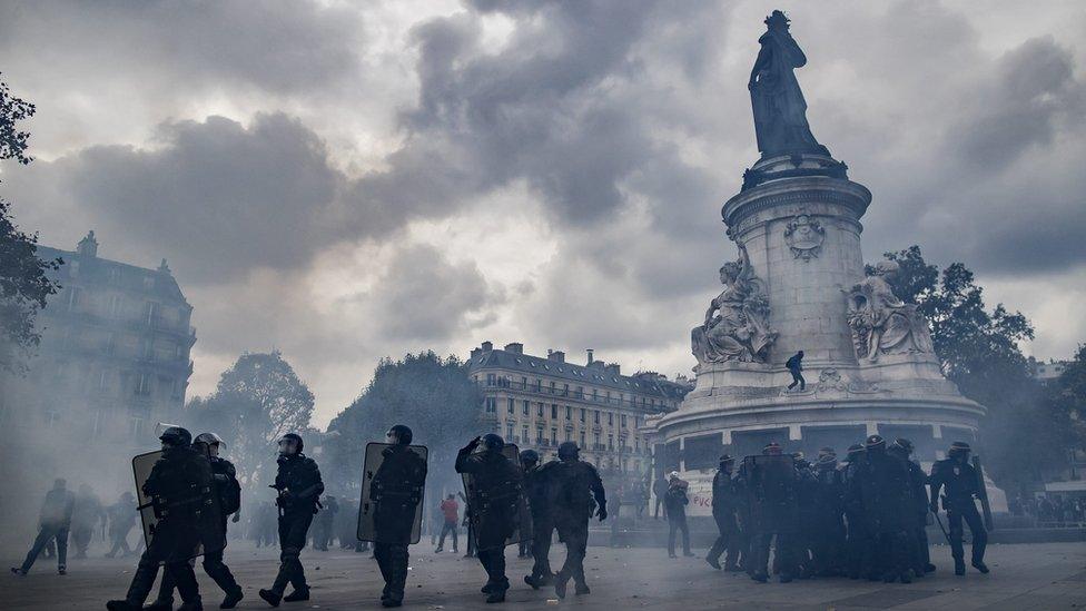 Riot police in Paris