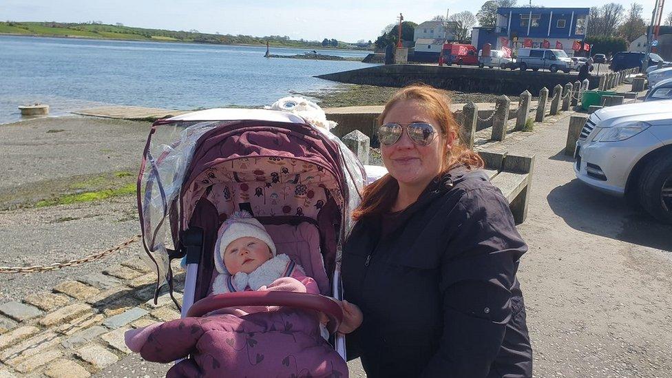 Michelle and her eight month old daughter Aoibhean in Strangford