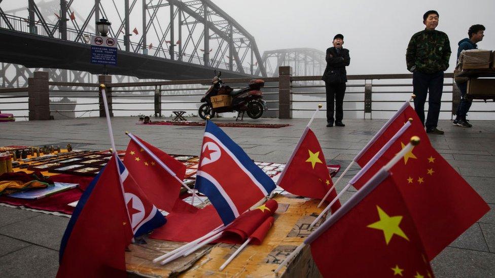 Chinese city of Dandong, at the border with North Korea