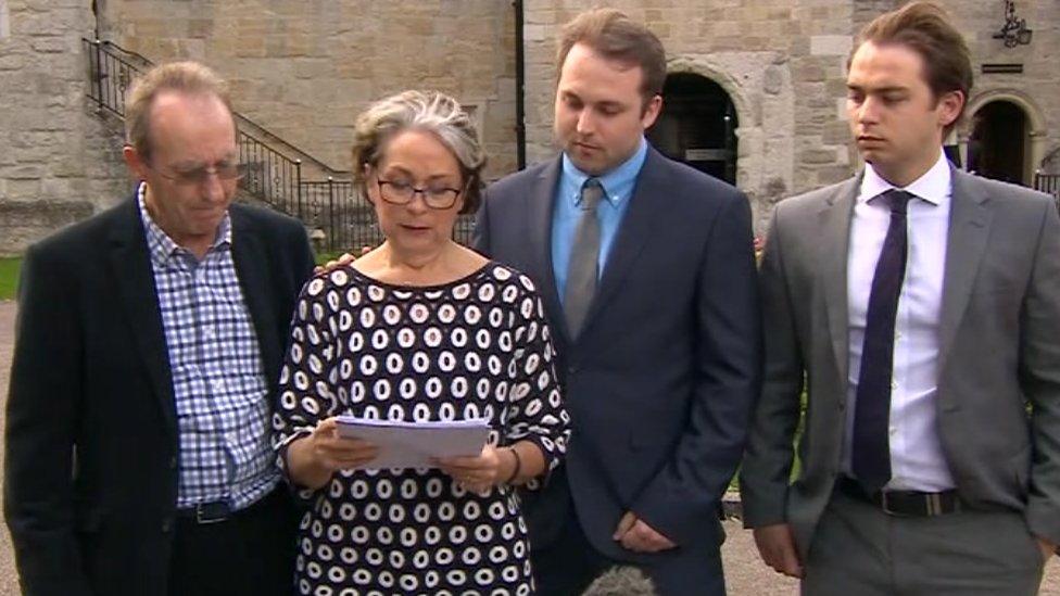 Tim Mason's family after the inquest had ended