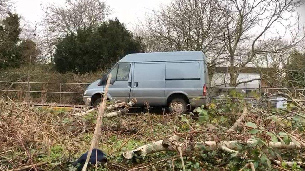 Van on tracks