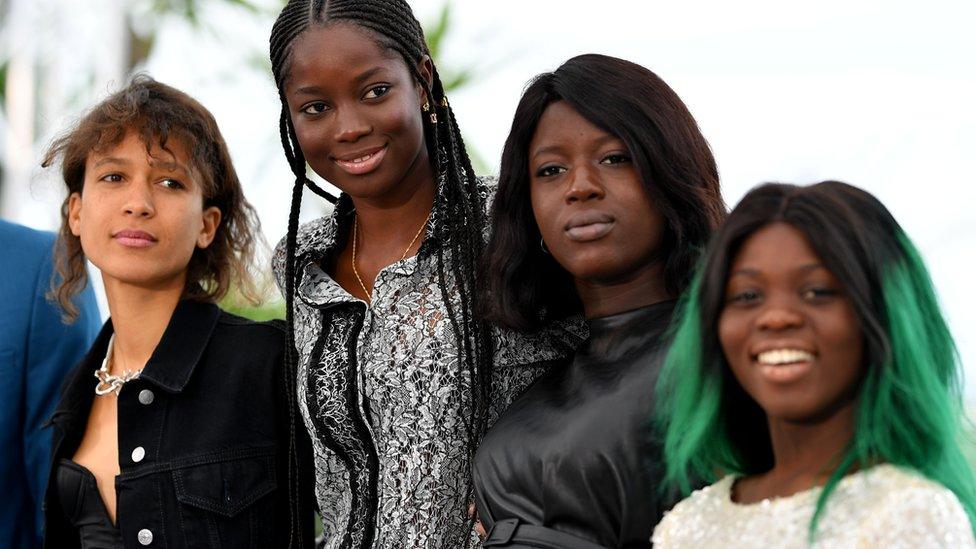 (L-R) Atlantics director Mati Diop and actors Mame Sane, Nicole Sougou and Mariama Gassama.