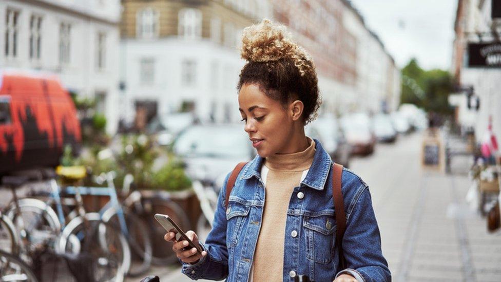 A woman on her phone