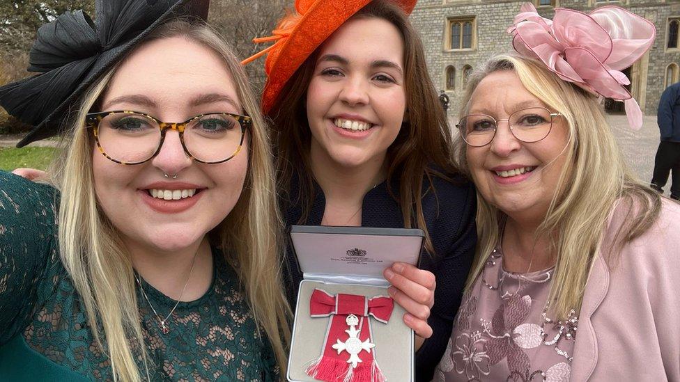 Charlotte with her sister Ciara and mother Sally