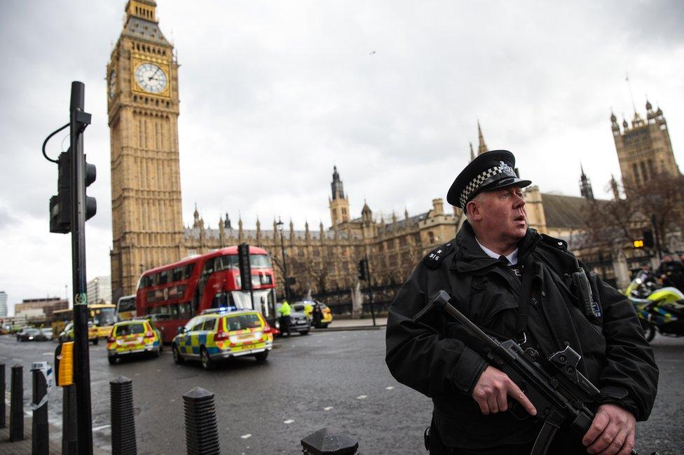 Westminster Bridge after the attack on 22 March 2017