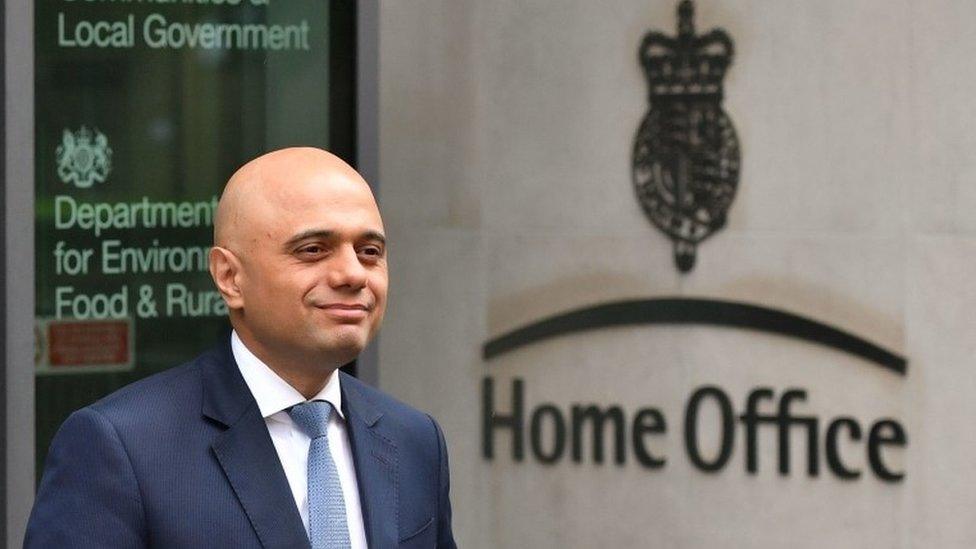 Sajid Javid outside the Home Office