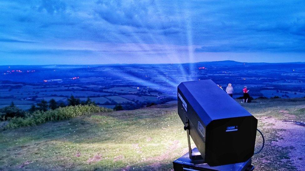 Light shining on beacons around Shropshire