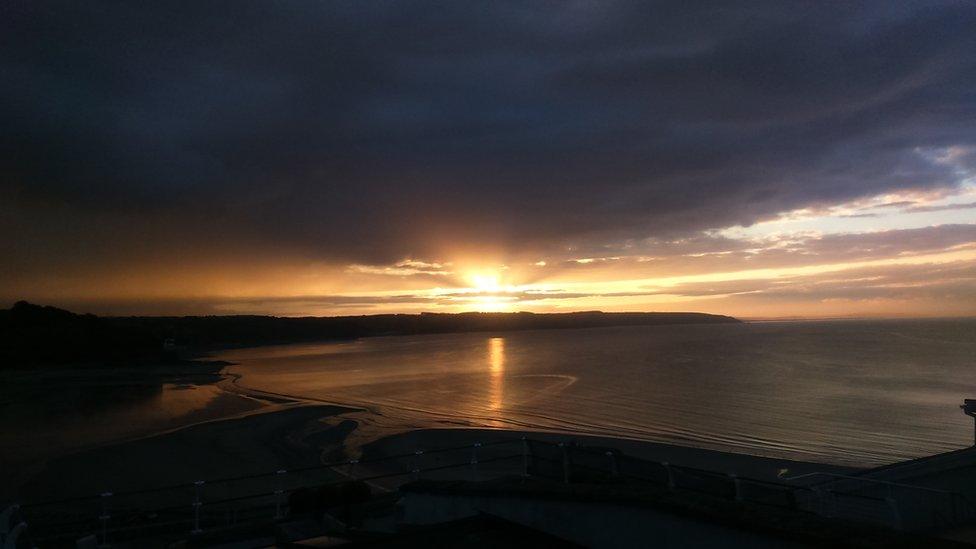 Sunrise at Saundersfoot by Ceri Brown