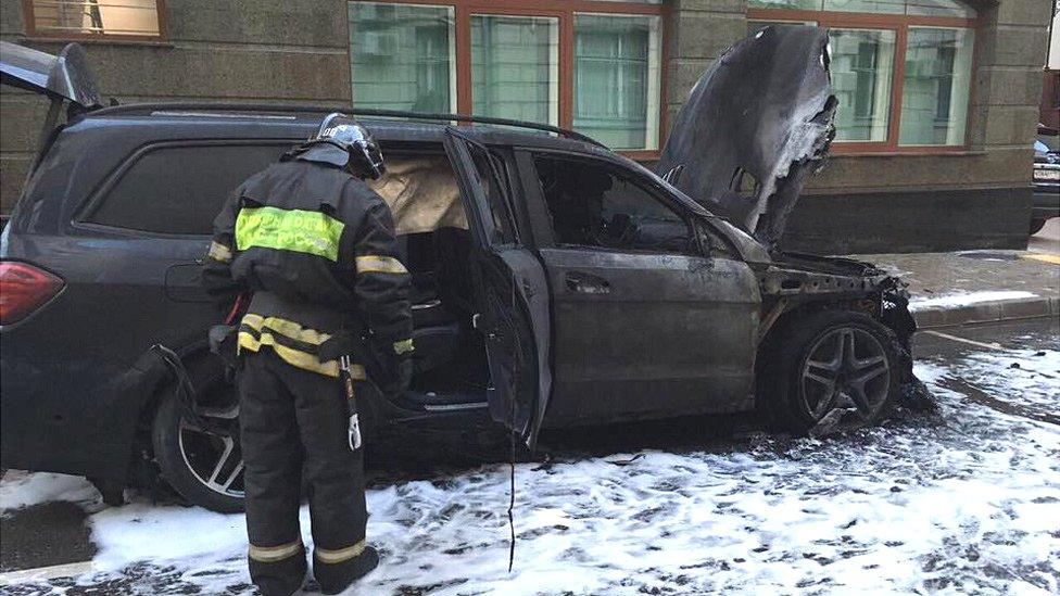 Burnt car outside Dobrynin's office, 11 Sep 17