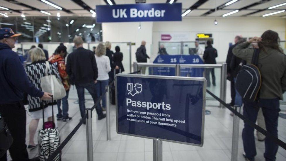 Passport control at Gatwick airport
