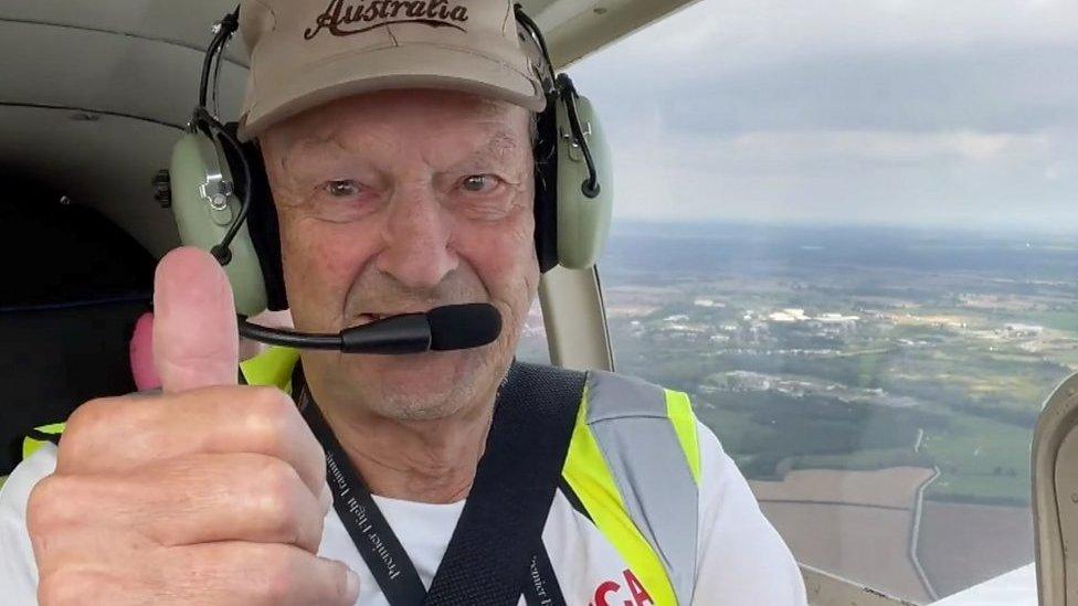 Malcolm Metcalf took to the skies for his 90 challenges before he turns 90