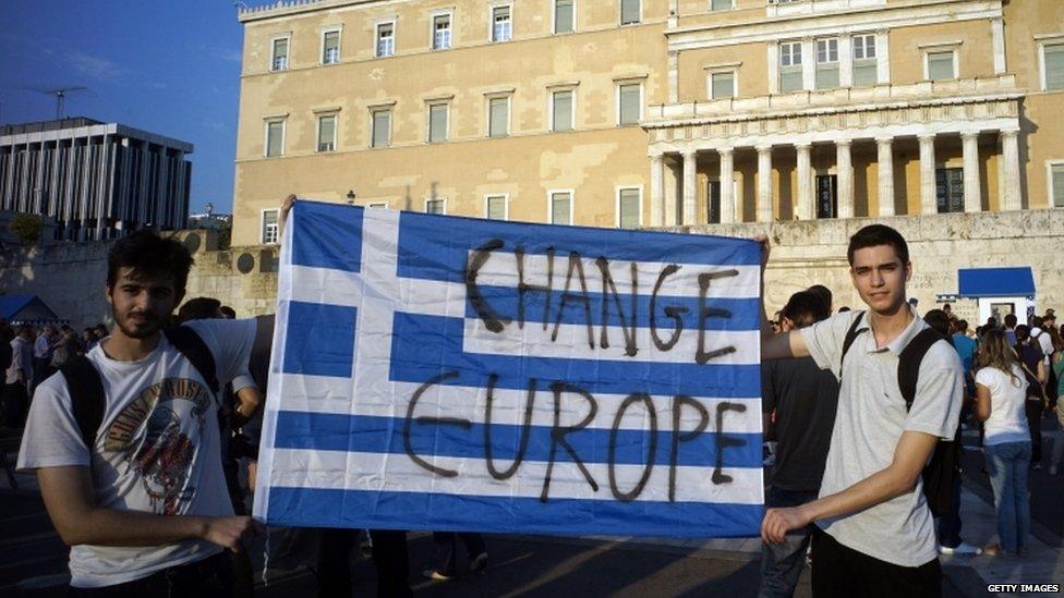 Protesters in Athens, 29 June 2015