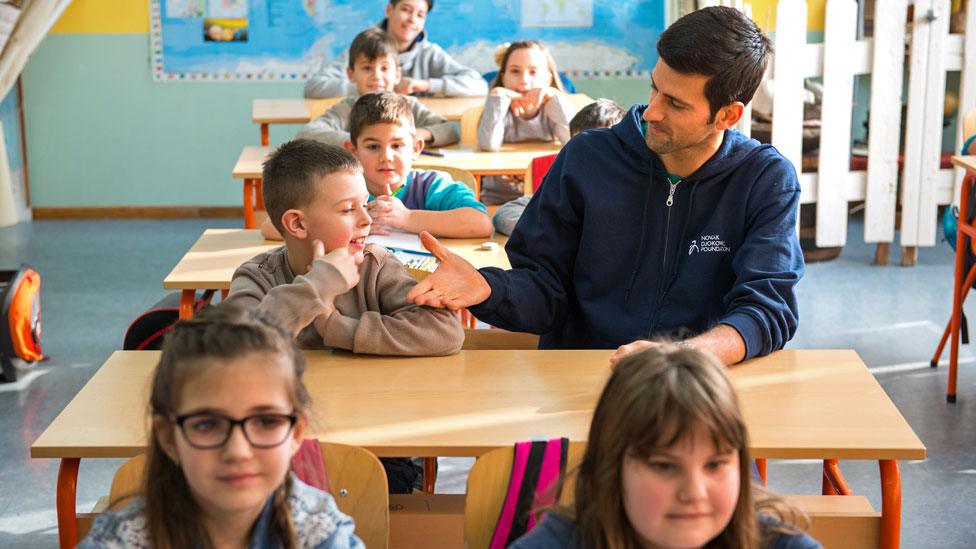 Djokovic with school pupils