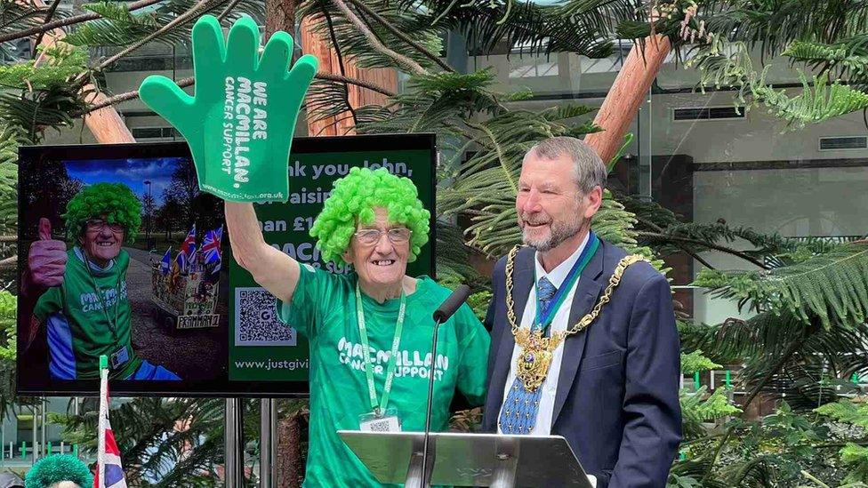 John Burkhill and mayor Colin Ross at the event on 17 August