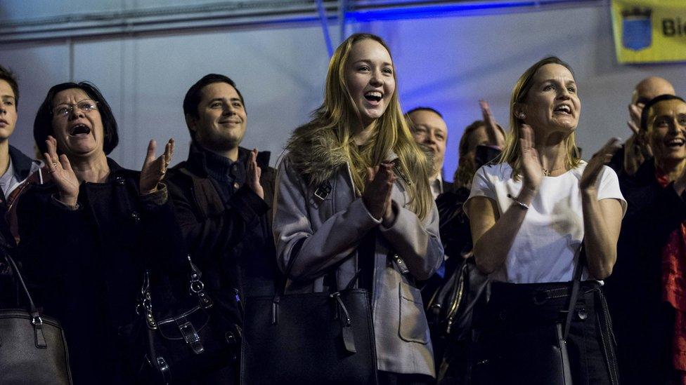 FN supporters celebrate in in Le Pontet, near Avignon, France. 6 Dec 2015