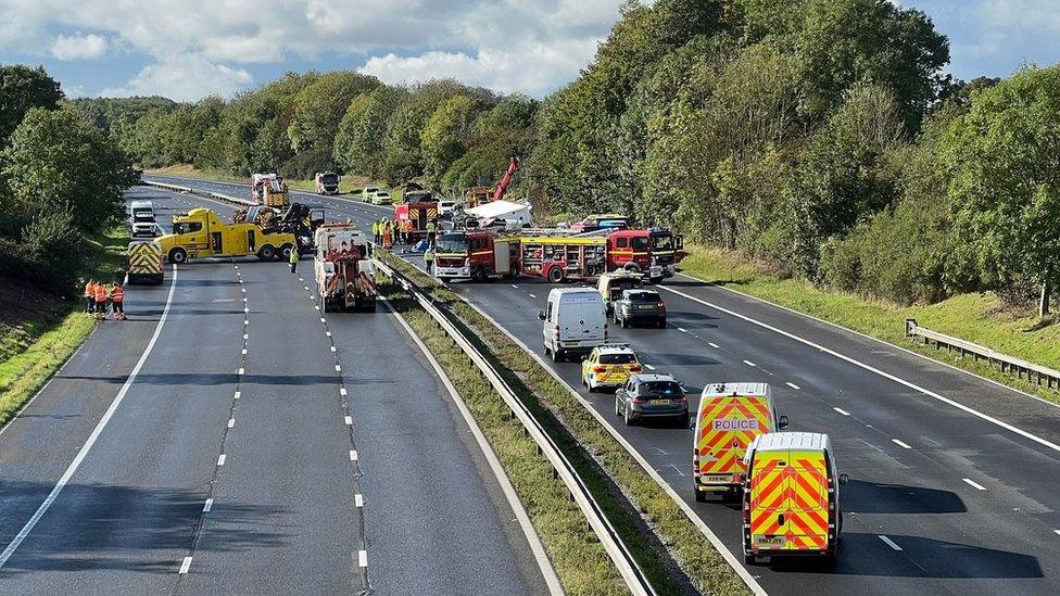 Emergency services attend M4 crash