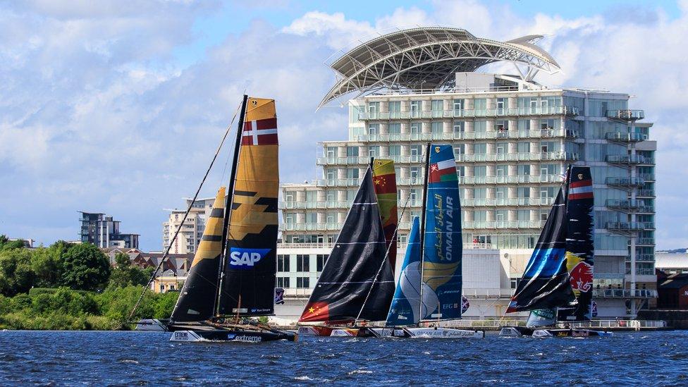 Nick Dallimore to this picture of the extreme sailing event in Cardiff Bay