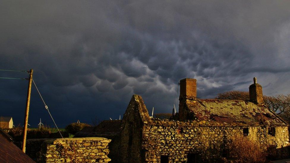 A threatening sky over Llanddeusant on Anglesey, taken by Lisa Hooton