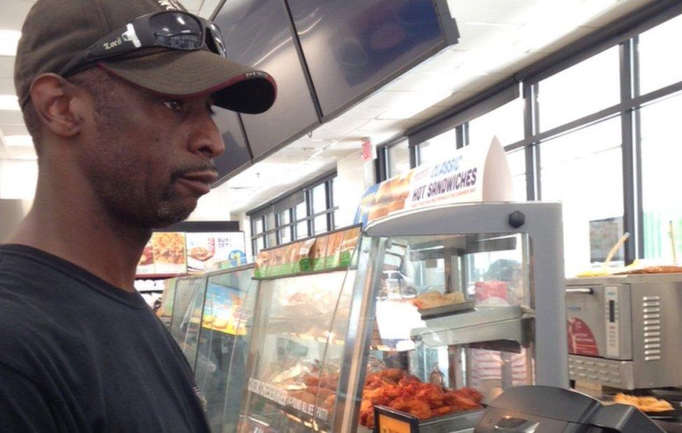 Greg Johnson at a convenience store in Dallas