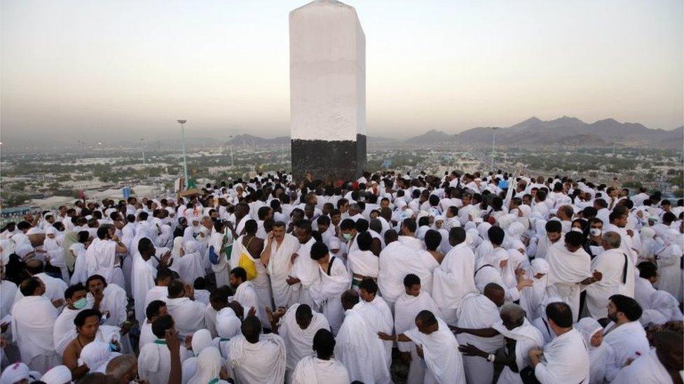 Pilgrims pray on the Mountain of Mercy, near Mecca, Saudi Arabia (file photo)