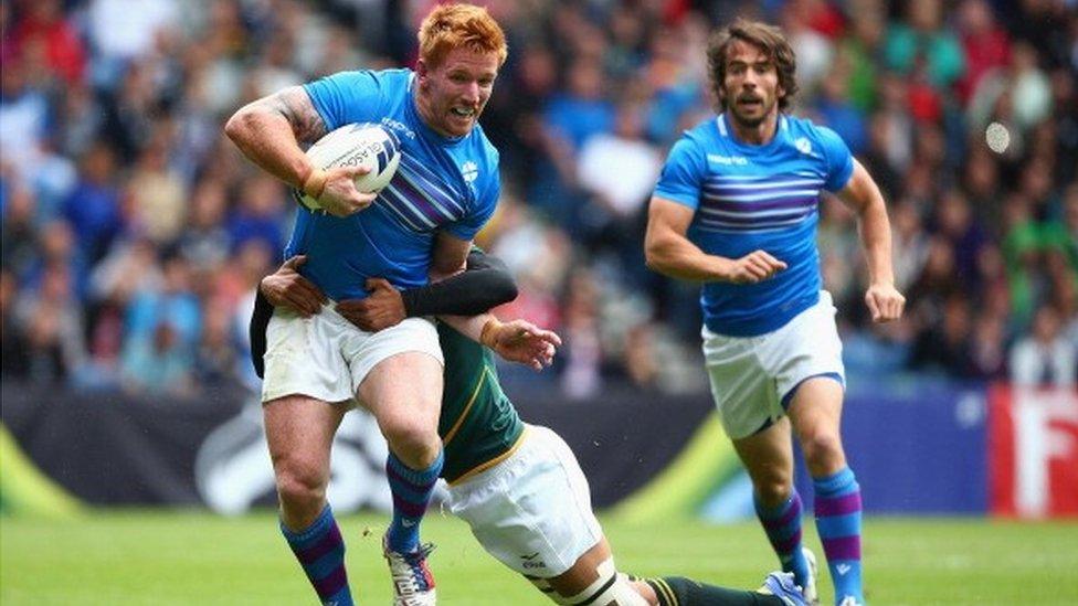 Scotland v South Africa in the rugby sevens at at the 2014 Commonwealth Games in Glasgow