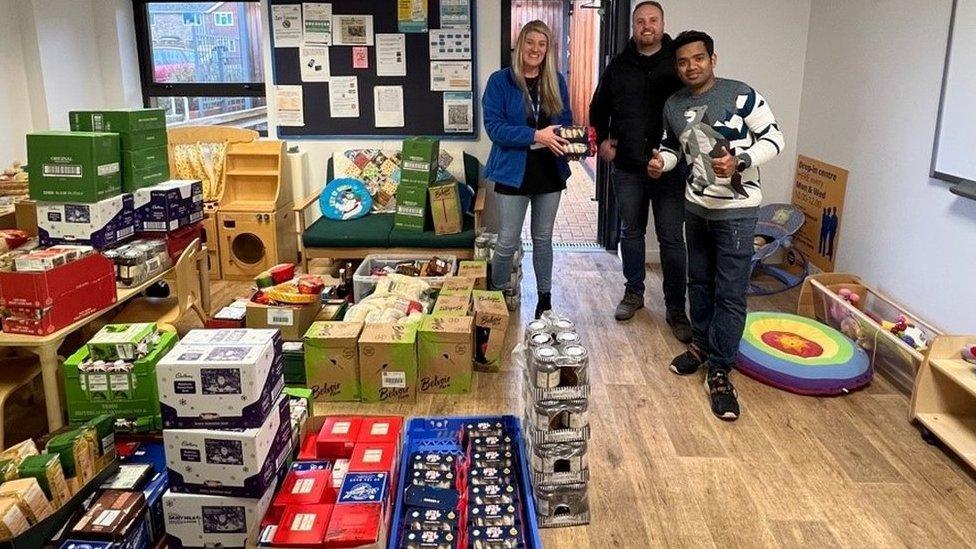 Prabhu Natarajan donating 50 food parcels to The Sunshine Centre last year