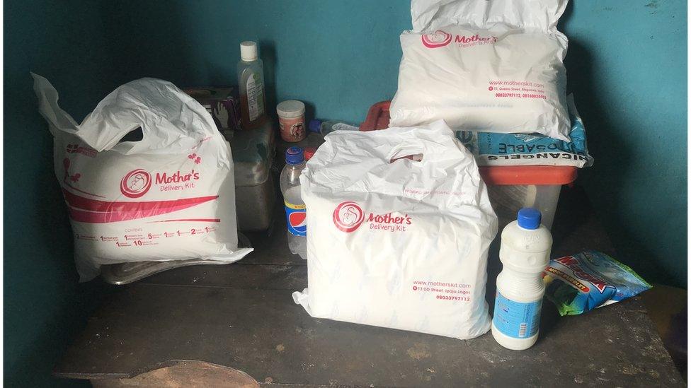 The bags on a shelf in a clinic