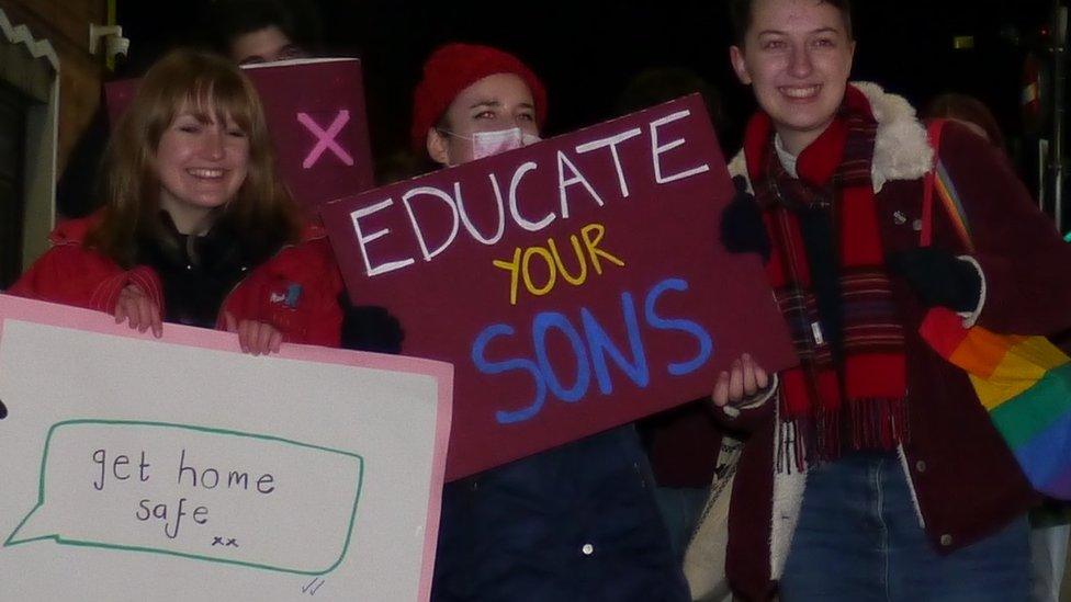 People holding placards