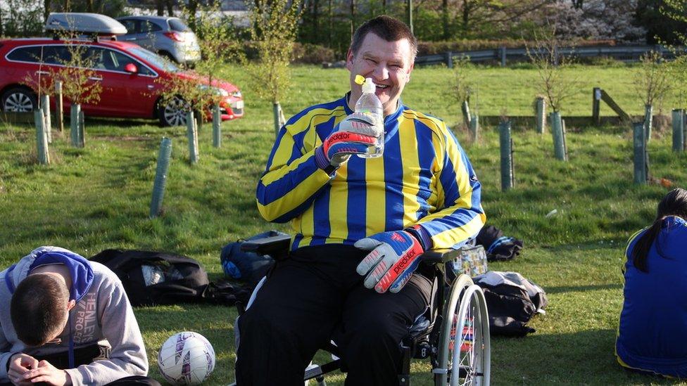 Goalkeeper in a wheelchair