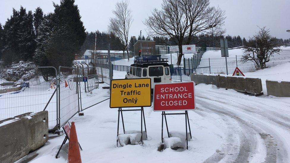 Brynmawr School in the snow