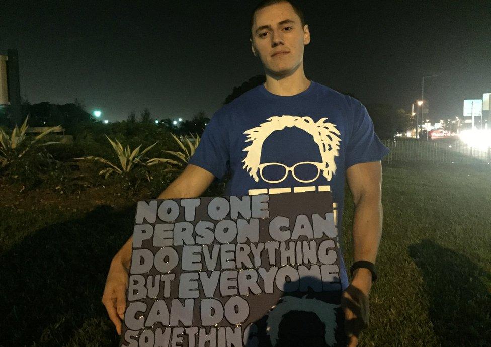 Sanders supporter Patrick Mesa, 9 March