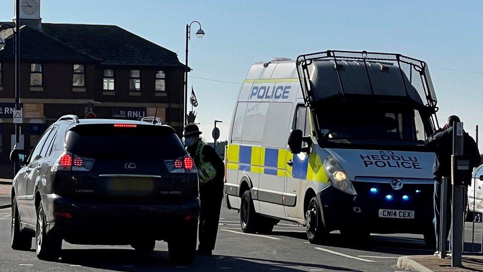 Police stopping a driver in Barry