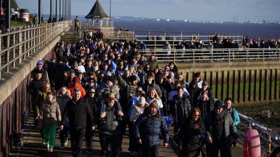 Tim Edwards in Liverpool on a walk from Land's End to John O"Groats