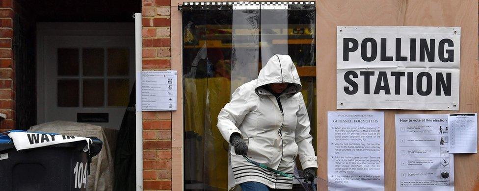 Voter leaving a polling station