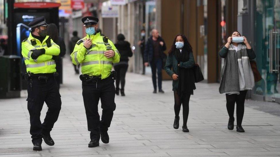 Police in London during the latest coronavirus lockdown