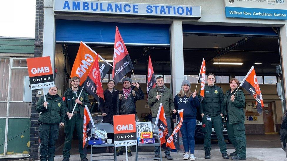 Picket line at ambulance station