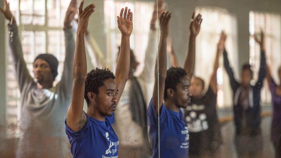 Ballet dancers attend a class thought by Cuban dance teacher Maria Torguet (not in picture) at a hall in Soweto, South Africa - Tuesday 31 May 2016