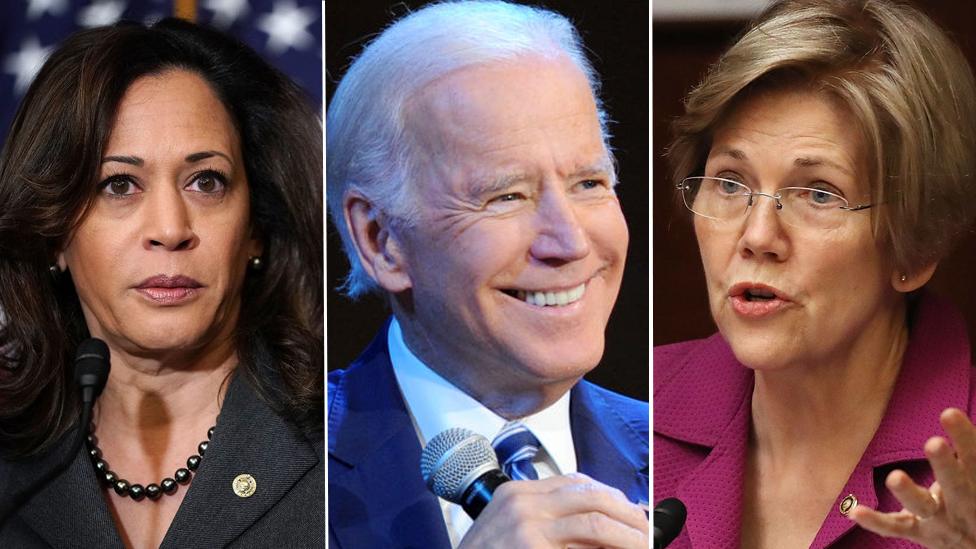 Kamala Harris, Joe Biden and Liz Warren