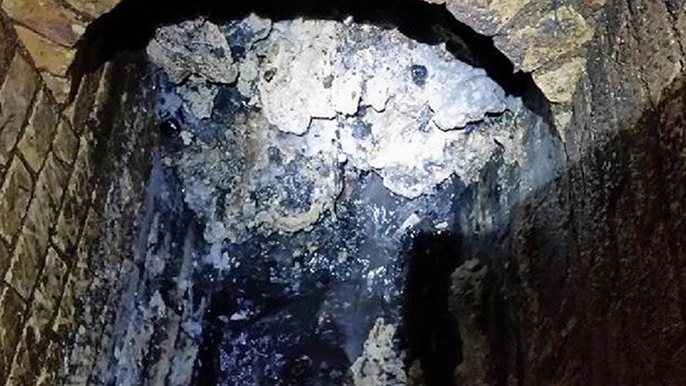 Part of the "Whitechapel fatberg" a "monster" fatberg weighing more than 10 double-decker buses which is blocking a sewer under a street in east London