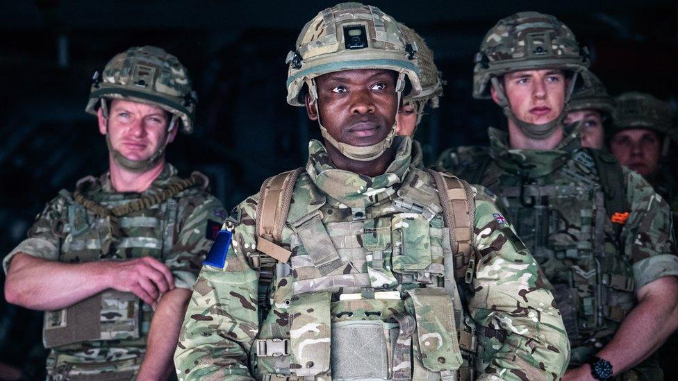 British Forces from 16 Air Assault Brigade on arrival in Kabul, Afghanistan, 15 August 2021