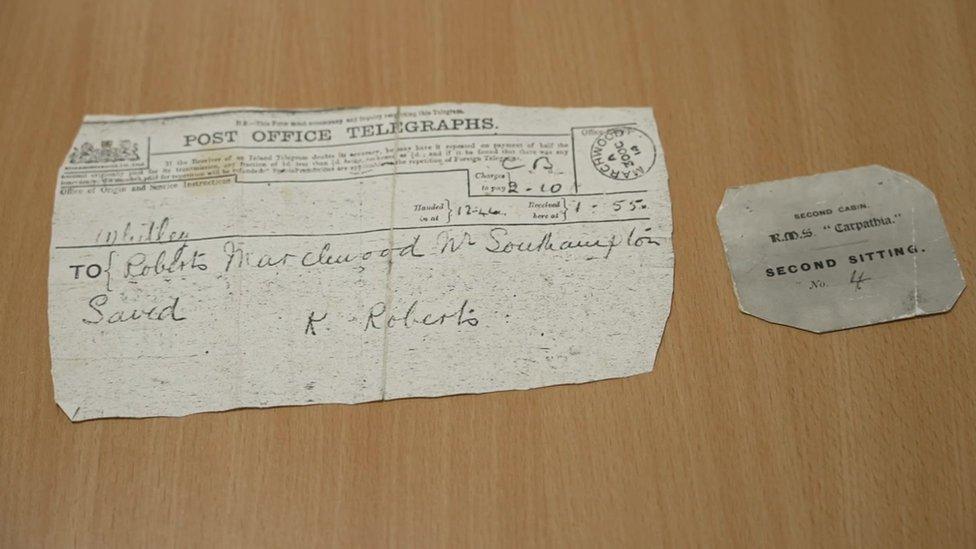 An old telegram with faint writing on it