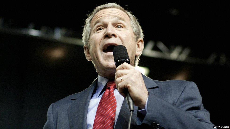 President George W Bush speaks in Nebraska in 2005.