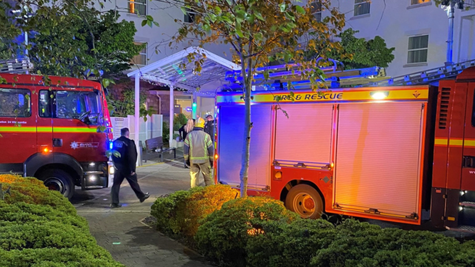 Fire engines at the Holiday Inn near Bristol Airport