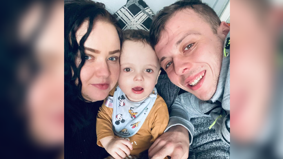 Joseph with his partner Courtney and their son Noah Vivian