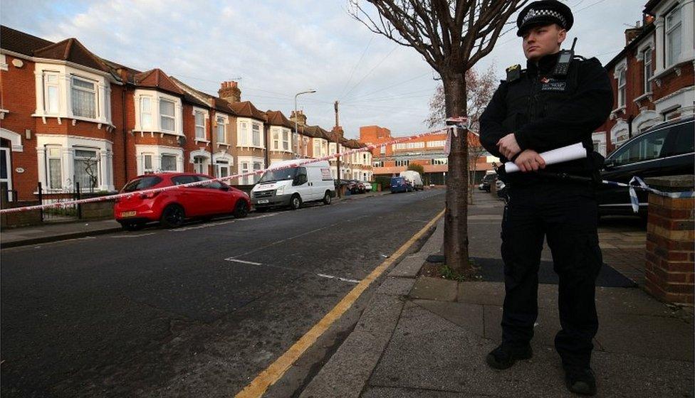 Police crime scene in London