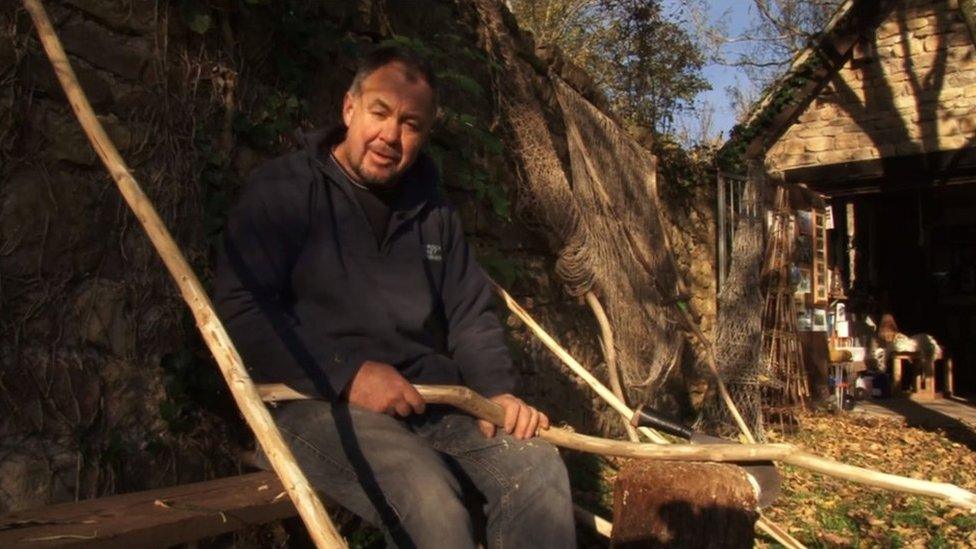 Martin Morgan prepares a fishing net