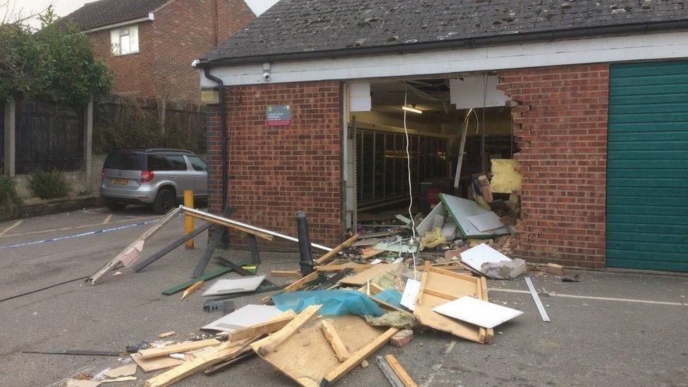 The hole left in the Debenham Co-op after the ram-raid